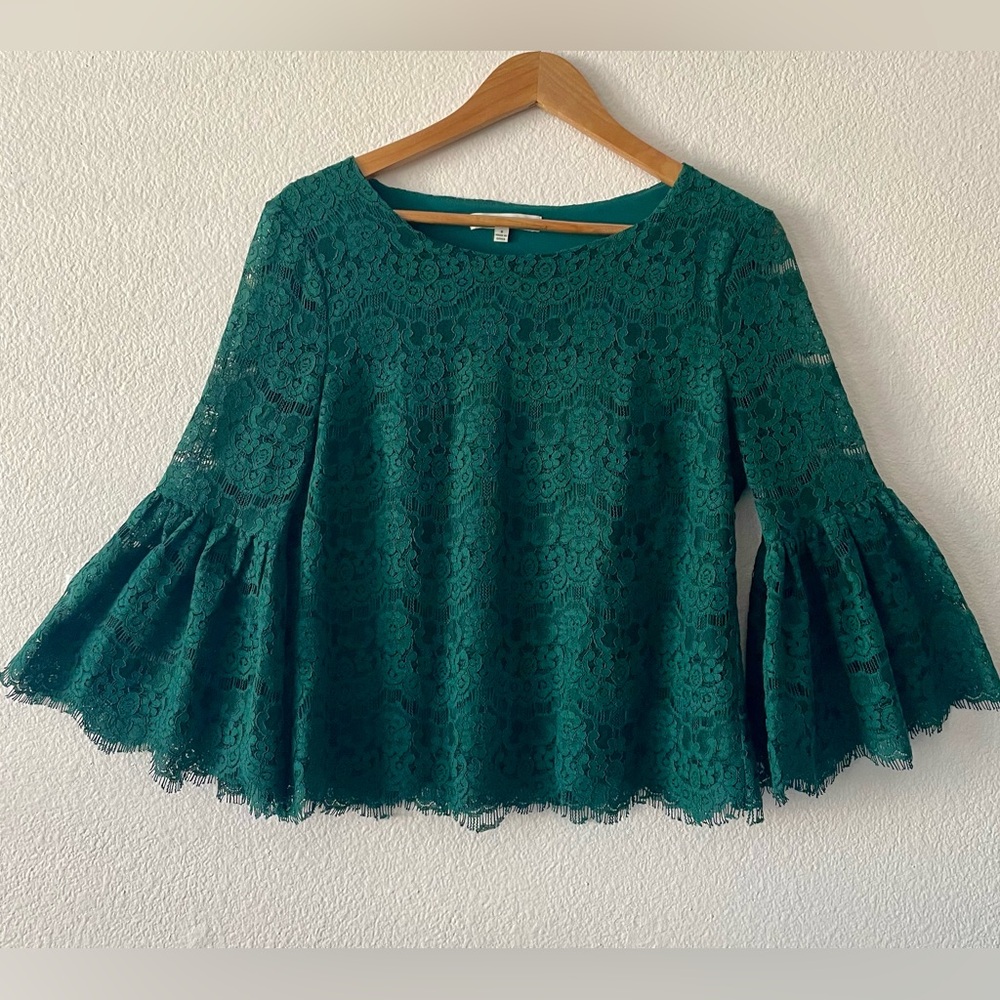 Rose +Olive Green lace blouse. Size S